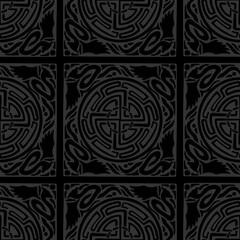  dragon Celtic tribe amulet sign dark color tone background seamless pattern vector  design for men fashion