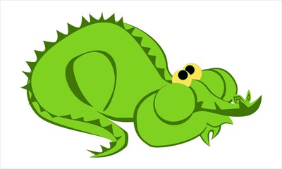 Cute cartoon green crocodile vector illustration
