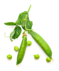 Tasty fresh peas on white background