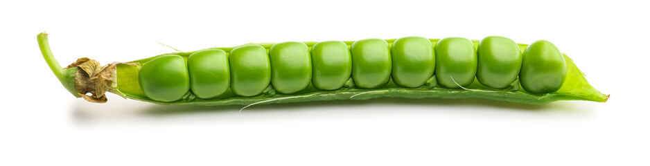 Tasty fresh peas on white background