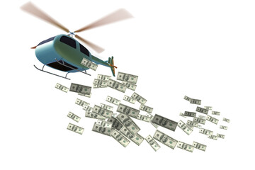 Fototapeta premium Concept of helicopter money in economic stimulation