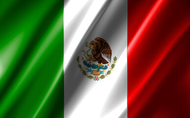 3D rendering of the waving flag Mexico