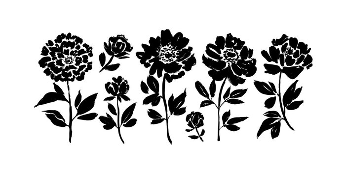 Wedding floral stencils Stock Vector by ©antonovaolena 21049995