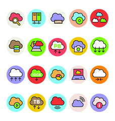 Cloud Computing Colored Vector Icons