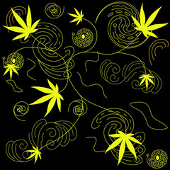 organic cannabis shapes on black