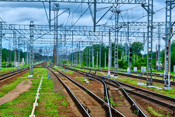 Fototapeta premium Trains. A major railway junction color