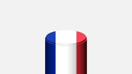 3D CYLINDER SHAPE NATIONAL FLAG : FRANCE