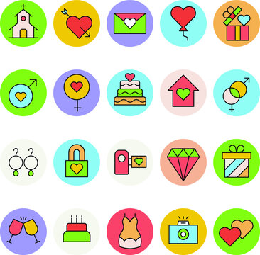 Wedding Colored Vector Icons