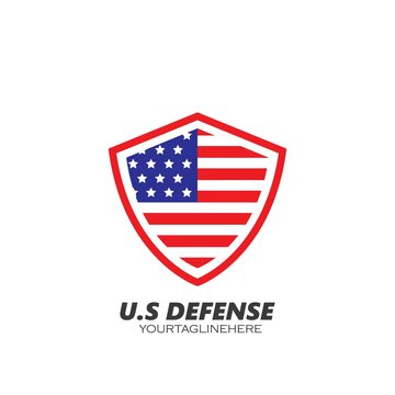 u.s.a flag shield defense vector illustration design