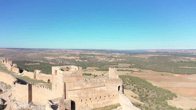 downward movement to the interior of the medieval castle in Gormaz, province of Soria, Castile and Leon, Spain