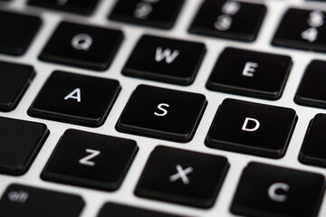Laptop keyboard close-up view.