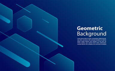 Minimal blue geometric background. Dynamic shapes composition.