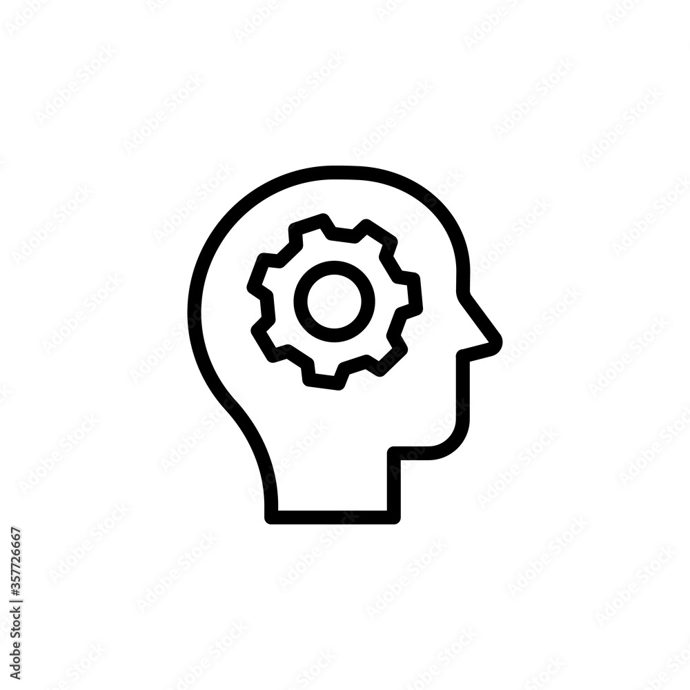 Poster processing, brain, gear concept line icon. simple element illustration. processing, brain, gear conc