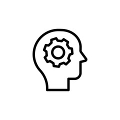 Processing, brain, gear concept line icon. Simple element illustration. Processing, brain, gear concept outline symbol design from Business strategy set. Can be used for web and mobile