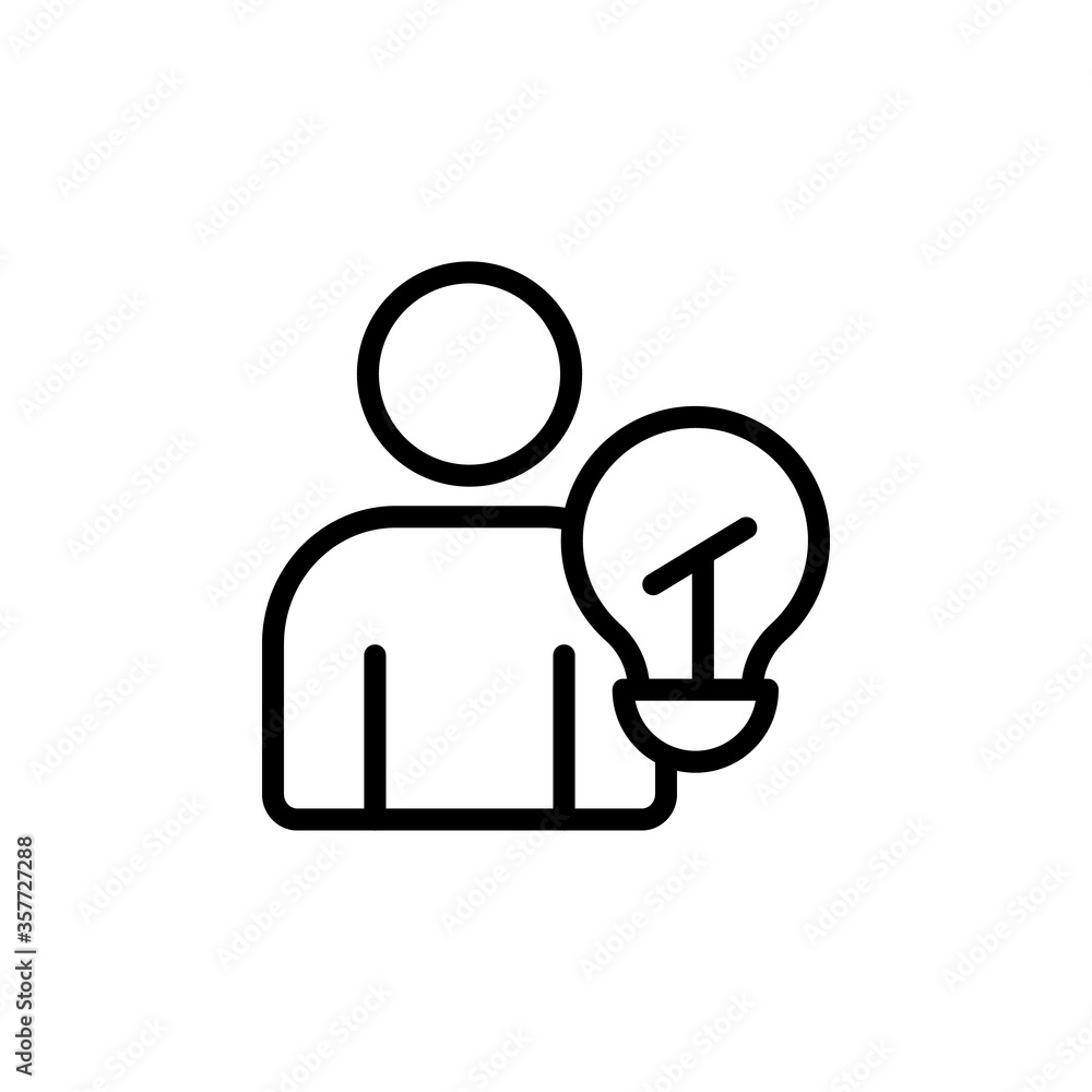 Poster user, bulb concept line icon. simple element illustration. user, bulb concept outline symbol design 