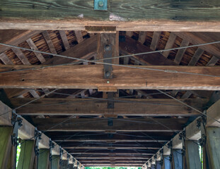 Wooden Beams on Old Bridge

