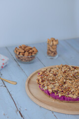 Almond on Purple Cake. purpel sweet potato brownie.