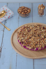 Almond on Purple Cake. purpel sweet potato brownie.