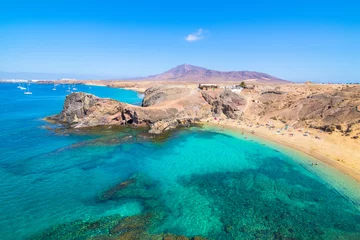 Crédence de cuisine en verre imprimé les îles Canaries Belle vue sur la plage de Parrot (plage de Papagayo) - Lanzarote, îles Canaries - Espagne