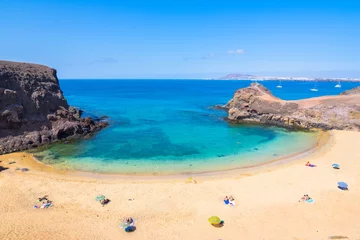 Fototapete Kanarische Inseln Schöne Aussicht auf Parrot Beach (Papagayo Beach) - Lanzarote, Kanarische Inseln - Spanien