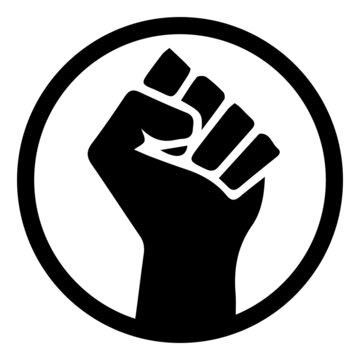 Black Lives Matter. Black and white illustration depicting BLM Fist in Circle. EPS Vector 