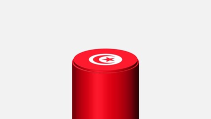 3D CYLINDER SHAPE NATIONAL FLAG : Tunisia