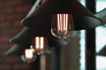 vintage light lamp interior in cafe