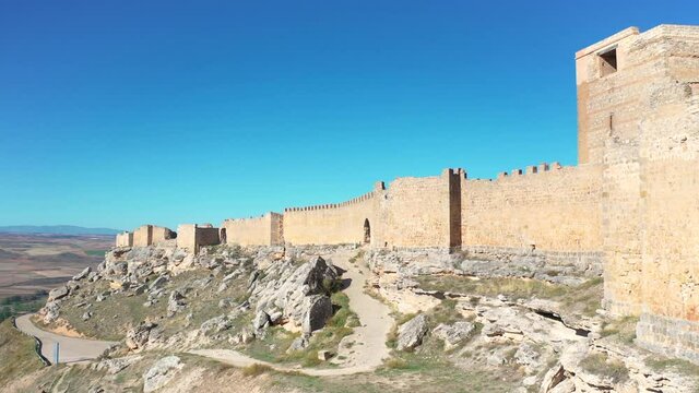 the main entrance of the medieval castle in Gormaz, province of Soria, Castile and Leon, Spain