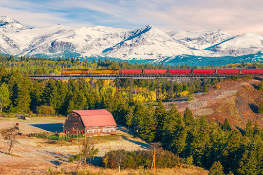 Two Medicine River Bridge in East Glacier Park Village.Glacier county.Montana.USA