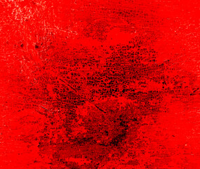 Cracked and peeling red oxidized paint on wood with texture and grunge finish
