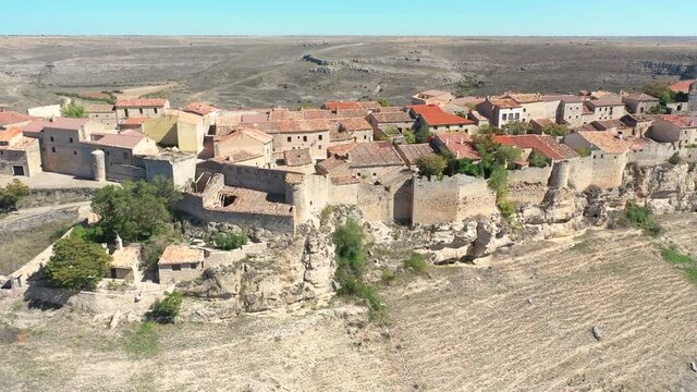 aerial view over Rello village, province of Soria, Castilla y Leon, Spain