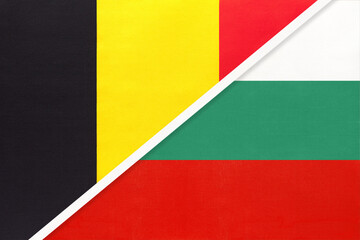 Belgium and Bulgaria, symbol of two national flags from textile. Championship between two European countries.
