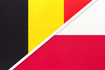 Belgium and Poland, symbol of two national flags from textile. Championship between two European countries.