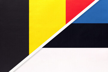 Belgium and Estonia, symbol of two national flags from textile. Championship between two European countries.