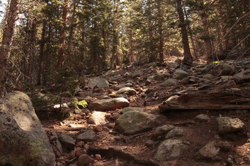 Rocky trail up the mountains