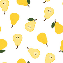 Pear. Colored Seamless Vector Patterns