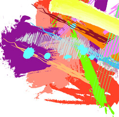 Abstract colourful paint brush and strokes, scribble lines pattern background. creative nice hand drawn and splash colours for your design. Nice tone colours fantasy stripes and grunge
