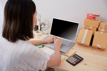 Young woman work from home