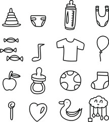 set of illustration and icon set for doodle content