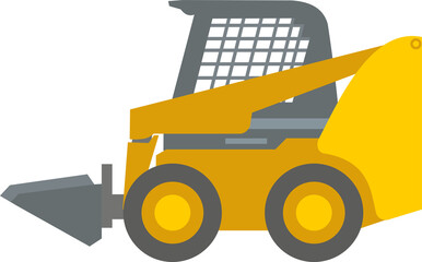 Construction machinery: yellow MKSM wheel loader isolated on a white background. Special equipment for construction work, loading. Flat infographics. Vector illustration