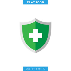 Shield with medical cross icon vector logo design template