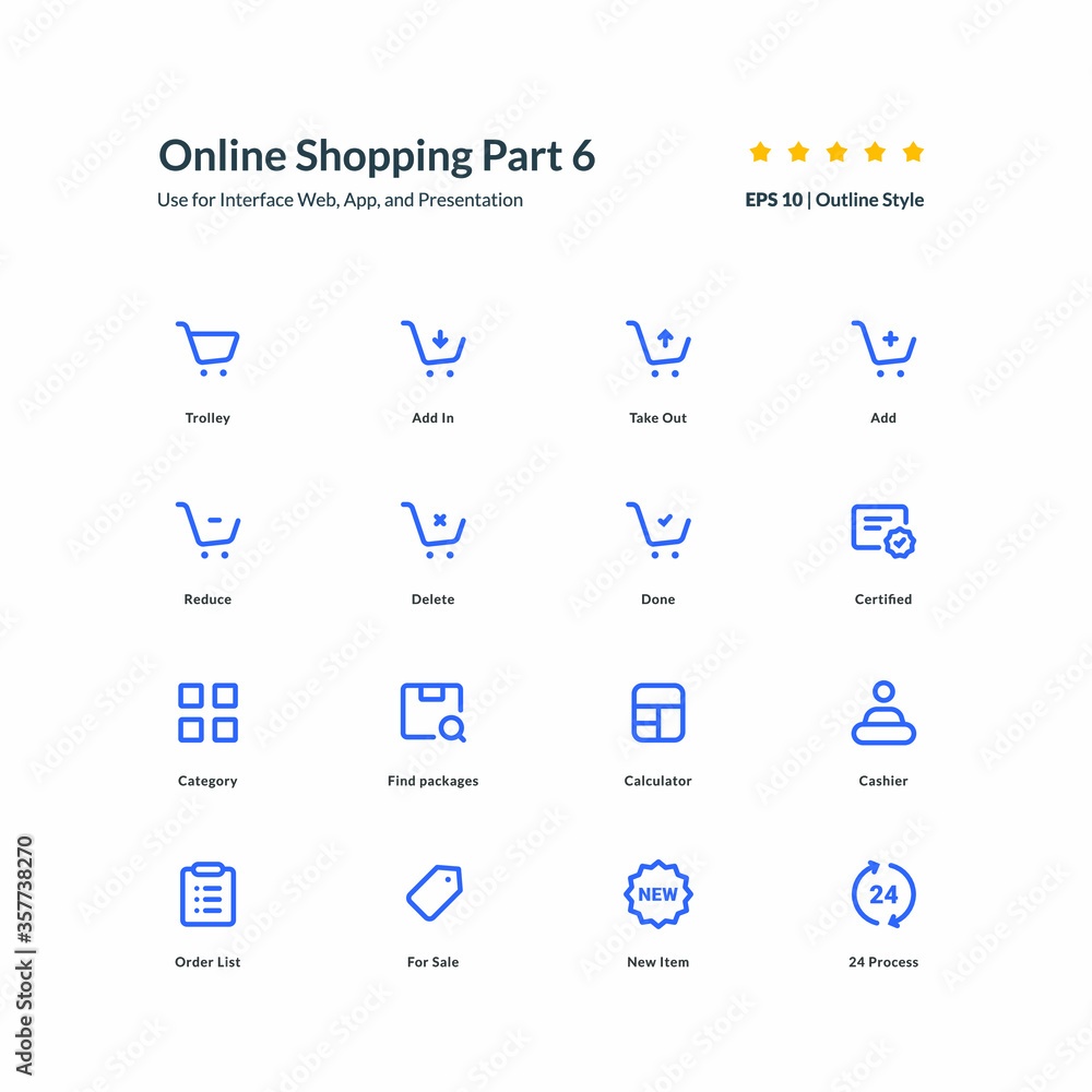 Poster shopping category icon set app element interface part 6 vector graphic design illustration for mobil