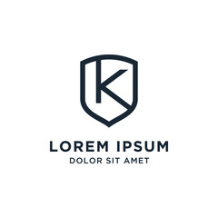 Fototapeta premium Letter K Shield Logo Line Vector Design