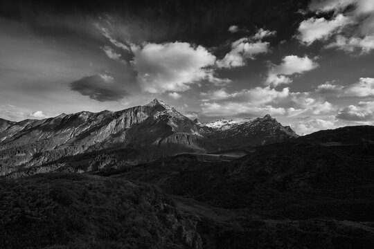Switzerland Alps Graubuenden Mountain Scenery Piz Beverin black and white © rocchas75
