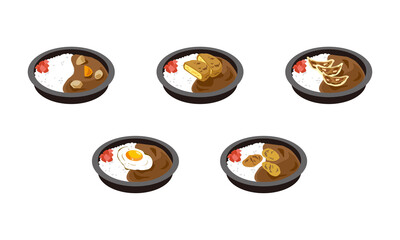 日本の持ち帰りのカレー弁当5点セット