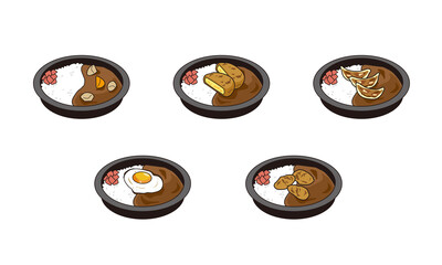 日本の持ち帰りのカレー弁当5点セット