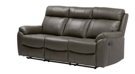 dark brown leather lounge suite with recliners side view closed