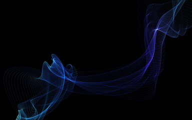 Dark abstract background with a glowing abstract waves