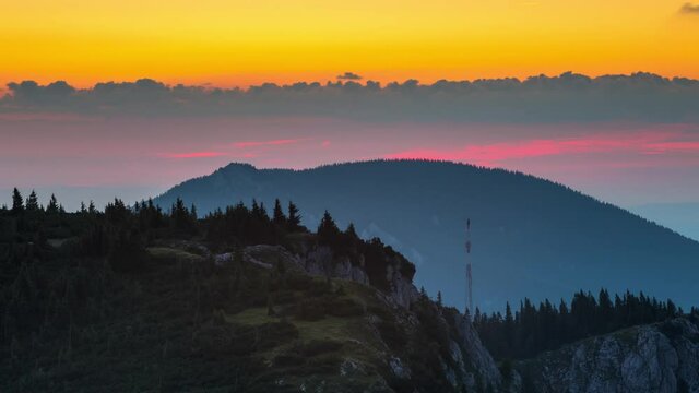 Sunrise in the Mountains, with antenna on the hill