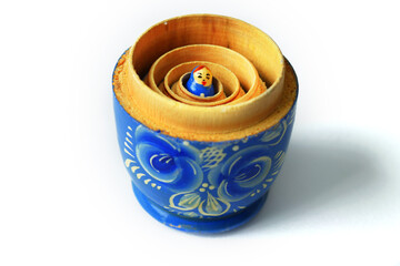 Closeup view inside a nested Russian doll